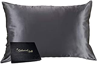 Celestial Silk 100% Silk Pillowcase for Hair Zippered Luxury 25 Momme Mulberry Silk Charmeuse Silk on Both Sides of Cover -Gift Wrapped- (Standard, Charcoal Gray)