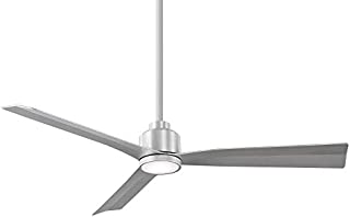 Clean Indoor/Outdoor 3-Blade Smart Compatible Ceiling Fan 52in Brushed Aluminum with 3000K LED Light Kit and Remote Control with Wall Cradle. Works with iOS/Android, Alexa, and Google Assistant.