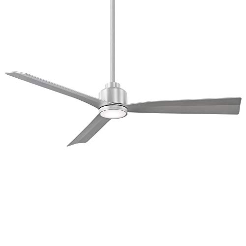 Clean Indoor/Outdoor 3-Blade Smart Compatible Ceiling Fan 52in Brushed Aluminum with 3000K LED Light Kit and Remote Control with Wall Cradle. Works with iOS/Android, Alexa, and Google Assistant.