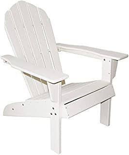 Resin TEAK HDPE Poly Lumber Adirondack Chair, White | Adult-Size, Weather Resistant for Patio Deck Garden, Backyard & Lawn Furniture | Easy Maintenance & Classic Adirondack Chair Design