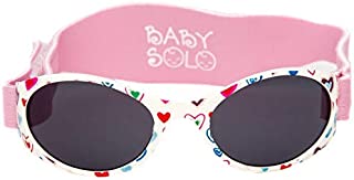 Baby Solo Original Baby Sunglasses Safe, Soft, & Adorable Durable Case Included (0-36 Months, Cutie Pink Heart Frame w/Solid Black Lens)