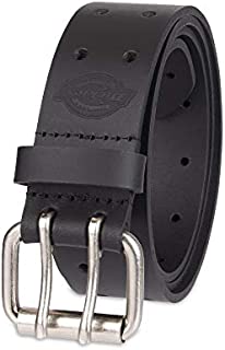 Dickies Men's Leather Double Prong Belt, Black, 38 (Waist: 36)