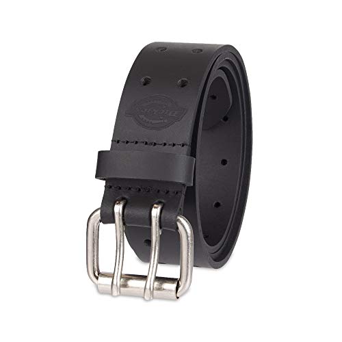 Dickies Men's Leather Double Prong Belt, Black, 38 (Waist: 36)