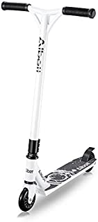 Albott Pro Stunt Scooter Complete Trick Scooters Aluminum Entry Level Freestyle Kick Scooters for Kids 8 Years and Up, Boys, Children, Teens(White)