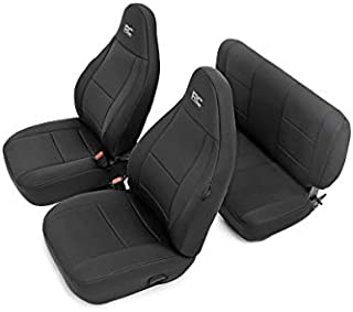 Rough Country Neoprene Seat Covers | (fits) 1997-2002 [ Jeep ] Wrangler TJ | 1st/2nd Row/Water Resistant | Black | 91000