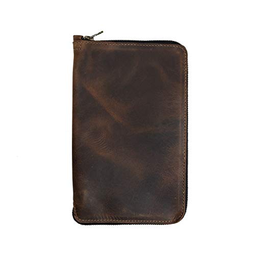 Hide & Drink, Rustic Durable Leather Zippered Journal Cover for Moleskine Notebook, Large (5 x 8.25 in.), Notebook NOT Included, Cahier Case, Handmade Includes 101 Year Warranty :: Bourbon Brown