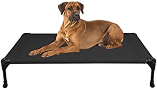 Veehoo Cooling Elevated Dog Bed, Portable Raised Pet Cot with Washable & Breathable Mesh, No-Slip Rubber Feet for Indoor & Outdoor Use, Large, Black