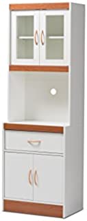 Baxton Studio Laurel Kitchen Cabinet, White/Cherry Brown