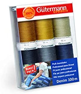 Gutermann 731144-1 Thread Set Denim 100m x 6 reels, Multicoloured