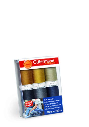 Gutermann 731144-1 Thread Set Denim 100m x 6 reels, Multicoloured