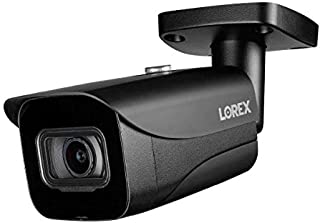 Lorex E861ABB 4K 8MP IP Black Bullet Camera with 130ft Color Night Vision and Smart Motion Detection