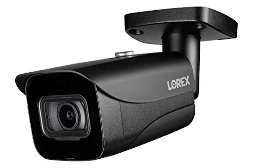 Lorex E861ABB 4K 8MP IP Black Bullet Camera with 130ft Color Night Vision and Smart Motion Detection