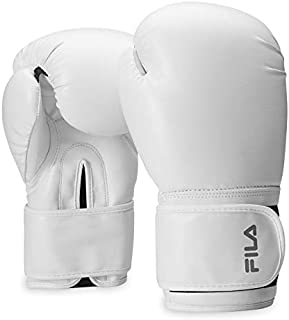 FILA Accessories Boxing Gloves for Men & Women - Kickboxing, Heavy Bag Punching Mitts, MMA, Muay Thai, Sparring Pro Training Equipment (10 oz, Classic, White)