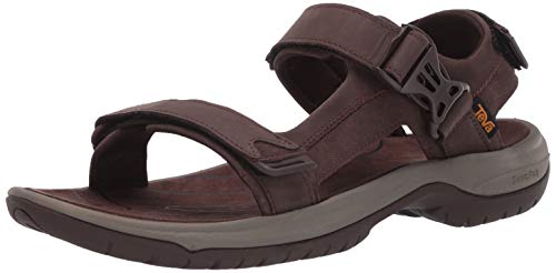 Teva Mens M TANWAY Leather Sport Sandal, Chocolate Brown, 12 Medium US