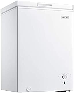 Igloo ICFMD35WH 3.5 Cu. Ft. Chest Freezer With Removable Basket Free-Standing Door, Temperature Ranges From-10° to 10° F, Front Defrost Water Drain, Perfect for Homes, Garages, Basements, RVs, White