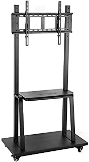 Mobile TV Cart, Movable Television Bracket Support Floor Standing TV Stand Monitor Holder with Laptop Shelf and Rolling Wheels for 32 to 70in Flat Panel/LCD/LED TV