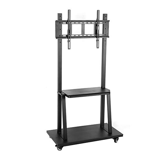 Mobile TV Cart, Movable Television Bracket Support Floor Standing TV Stand Monitor Holder with Laptop Shelf and Rolling Wheels for 32 to 70in Flat Panel/LCD/LED TV