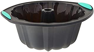 Trudeau 0 Structured Silicone Fluted Bundt pan, 8 1/2 cup, Grey & Mint