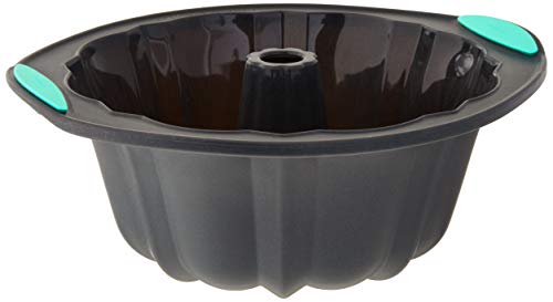 Trudeau 0 Structured Silicone Fluted Bundt pan, 8 1/2 cup, Grey & Mint