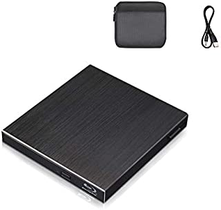 Blu Ray External 3D Drive, USB 3.0 & Type C Optical Blu Ray Portable Aluminum Slim Disk Player Reader for Windows XP/7/8/10, MacOS, Linux for MacBook, Laptop, Desktop (Black)