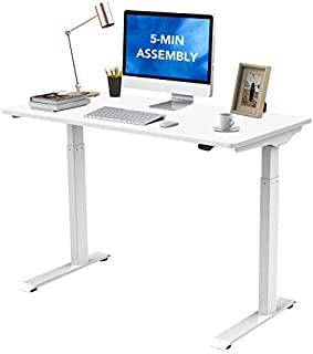 Flexispot Standing Desk Electric Quick Install Height Adjustable Desk 48 x 24 Inches Whole-Piece Desk Board (White Frame + 48