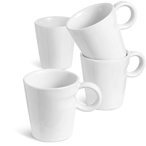 LE TAUCI 5 Ounce Espresso Cups, Designed for Nespresso Lungo, Cappuccino, Tea, Ceramic Stackable Coffee Cup Perfect for Espresso Machine and Coffee Maker, Set of 4, White