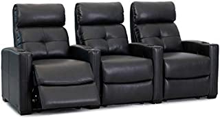 Cloud XS850 - Octane Seating - Home Theatre Chairs - Black Bonded Leather - Manual Recline - Straight Row 3 Seats - Space Saving Design