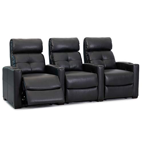 Cloud XS850 - Octane Seating - Home Theatre Chairs - Black Bonded Leather - Manual Recline - Straight Row 3 Seats - Space Saving Design