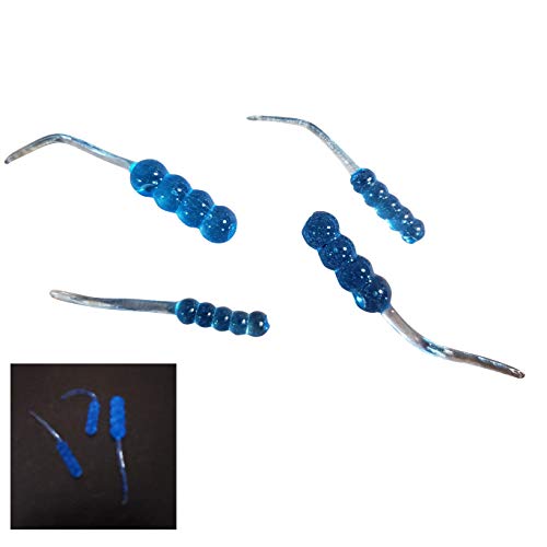 Double Catch Fishing Dancing Waxie 1.5 Inch Panfish Bait - 40 Pack - Baitfish Scented (Blue Glow)