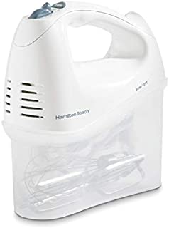 Hamilton Beach 6-Speed Electric Hand Mixer, Beaters and Whisk, with Snap-On Storage Case, White