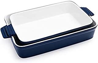 Sweese 520.203 Porcelain Baking Dishes, Non-stick Lasagna Pans, Large Rectangular Baking Pan set, Casserole Dishes, Set of 2, Navy