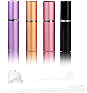 Refillable Perfume Atomizer Spray Bottle Mini Portable Spray Scent Pump Case for Travel Outgoing (black, purple, gold, pink)