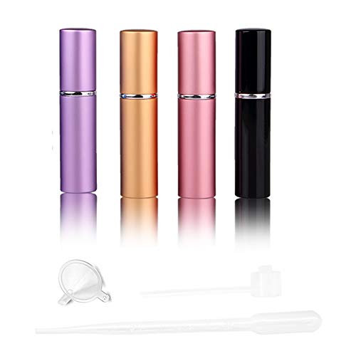 Refillable Perfume Atomizer Spray Bottle Mini Portable Spray Scent Pump Case for Travel Outgoing (black, purple, gold, pink)