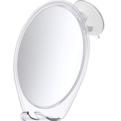 HoneyBull Shower Mirror for Shaving Fogless with Suction, Razor Holder & Swivel (White)