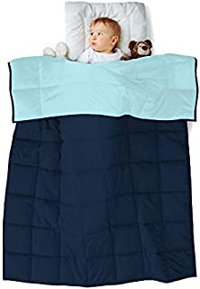 Weighted Blanket Toddler Boy/Girls Reversible Cooling Heavy Blanket Super Soft Microfiber Material with Premium Glass Beads(Navy Blue/Light Blue, 36''x48'' 3lbs)