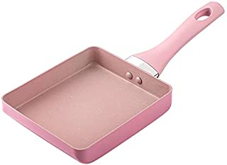 Egg Omelette Pan, Tamagoyaki Japanese Square Pan Non-Stick Ceramic Coating Mini Frying Cooker with Anti Scalding Handle, Gas Stove and Induction Hob Compatible, Dishwasher Safe (Pink 6.17.28 IN)