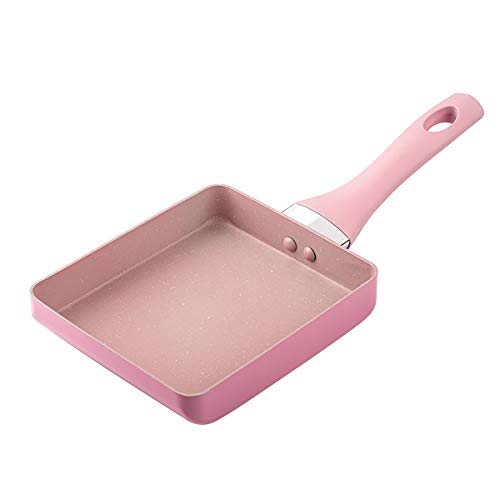 Egg Omelette Pan, Tamagoyaki Japanese Square Pan Non-Stick Ceramic Coating Mini Frying Cooker with Anti Scalding Handle, Gas Stove and Induction Hob Compatible, Dishwasher Safe (Pink 6.17.28 IN)