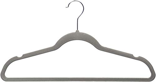 AmazonBasics Slim, Velvet, Non-Slip Clothes Suit Hangers, Grey/Silver - Pack of 30