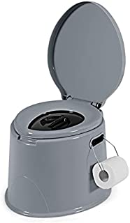 Giantex Portable Travel Toilet with Detachable Inner Bucket and Removable Toilet Paper Holder Lightweight Outdoor Indoor Toilet for Camping, Hiking, RV, Boating and Trip Porta Potty