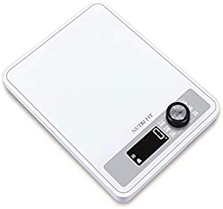 NUTRI FIT Wide Surface Digital Kitchen Scale Weight Grams and Oz Large Weight Capacity 17.6lb for Baking Cooking Dieting, 1g/0.1oz Precise Graduation LCD Display, with Rotary Switch, White