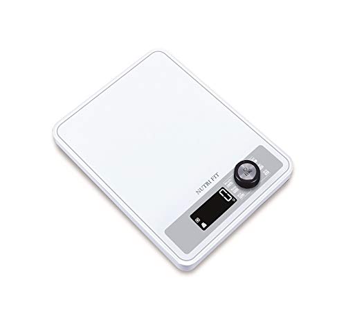 NUTRI FIT Wide Surface Digital Kitchen Scale Weight Grams and Oz Large Weight Capacity 17.6lb for Baking Cooking Dieting, 1g/0.1oz Precise Graduation LCD Display, with Rotary Switch, White