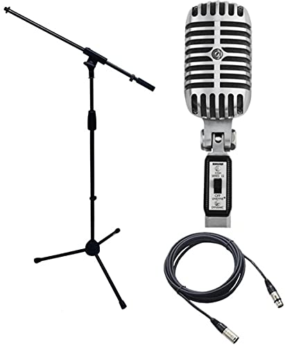 Shure 55SH Series II Iconic Unidyne Vocal Microphone Bundle w/Mic Stand and 25ft XLR Cable