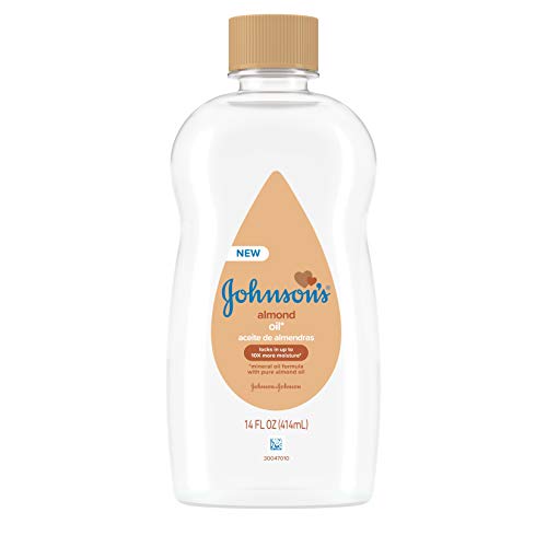 Johnson's Almond Oil for Baby and Adult Skin, Moisturizing Body and Massage Oil, Gentle and Nourishing Mineral Oil Formula with Pure Almond Oil, Paraben-Free, Phthalate-Free, Dye-Free, 14 fl. oz