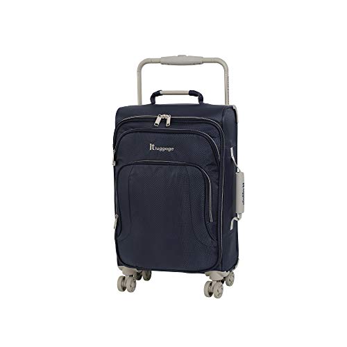 it luggage World's Lightest New York Softside 8 Wheel Spinner, Evening Blue With Cobblestone Trim, Carry-On 22-Inch