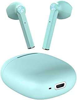 LETSCOM Wireless Earbuds, Bluetooth 5.0 Earbuds in Ear True Wireless Stereo Headphones, 20Hrs Playtime with Charging Case, Bluetooth Earbuds with Built-in Microphone for Sports and Work - Green