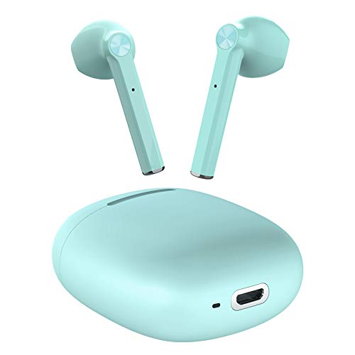 LETSCOM Wireless Earbuds, Bluetooth 5.0 Earbuds in Ear True Wireless Stereo Headphones, 20Hrs Playtime with Charging Case, Bluetooth Earbuds with Built-in Microphone for Sports and Work - Green