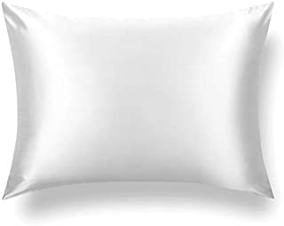 Tafts 22mm 100% Pure Mulberry Silk Pillowcase for Hair and Skin, Hypoallergenic, Both Sides Grade 6A Long Fiber Natural Silk Pillow Case, Concealed Zipper, Queen 20x30 inch, Cool White