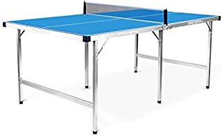 PRO SPIN Mid-Size Ping Pong Table Foldable & 100% Pre-Assembled | Table Tennis Table for Small Spaces | Portable Table with Ping Pong Net for Indoor & Outdoor Games | Water-Resistant & Weatherproof