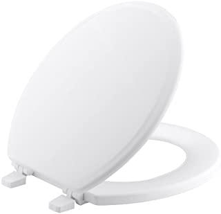 KOHLER K-4695-0 Ridgewood Molded-Wood with Color-Matched Plastic Hinges Round-front Toilet Seat, White