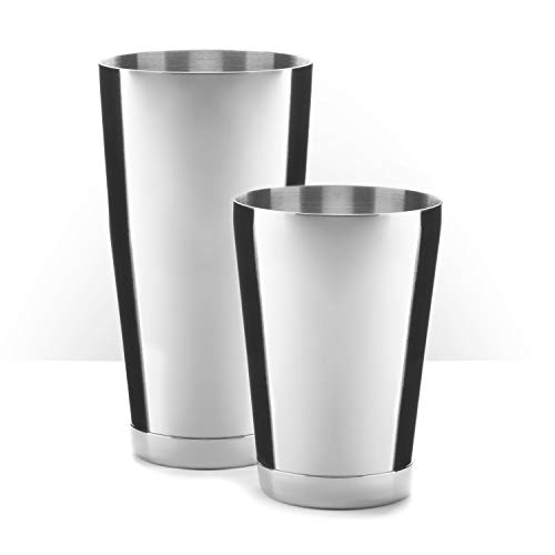 Piña Barware Stainless Steel Commercial Bar Boston Shaker Tin Set - 28oz. & 18oz. / Mirror Polished (1 Pair)